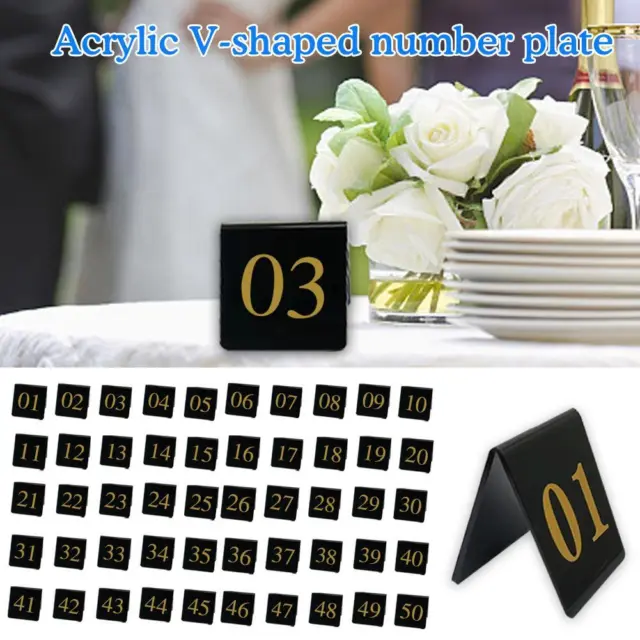 Números de mesa para bodas espejo acrílico números en forma de V marcador de posición/