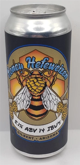 Craft Beer Can Flying Basset Brewing Company Honey Hefeweizen Bee Hops Wheat Ale