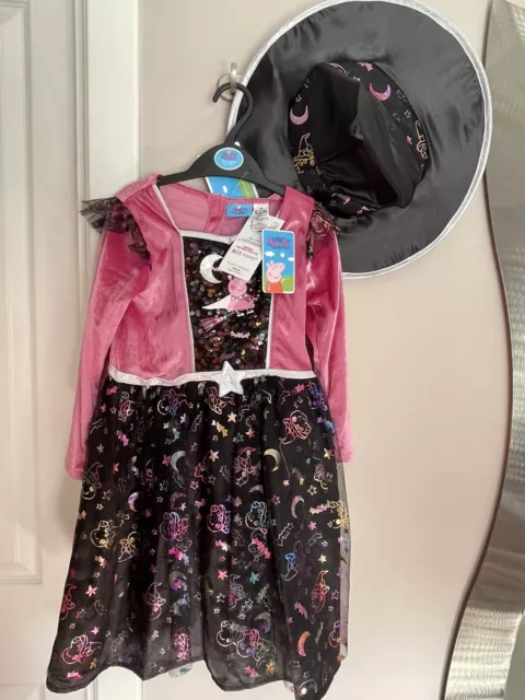 New Peppa Pig Halloween witch costume with hat. BNWT. Age 5-6.  Dress & Hat.