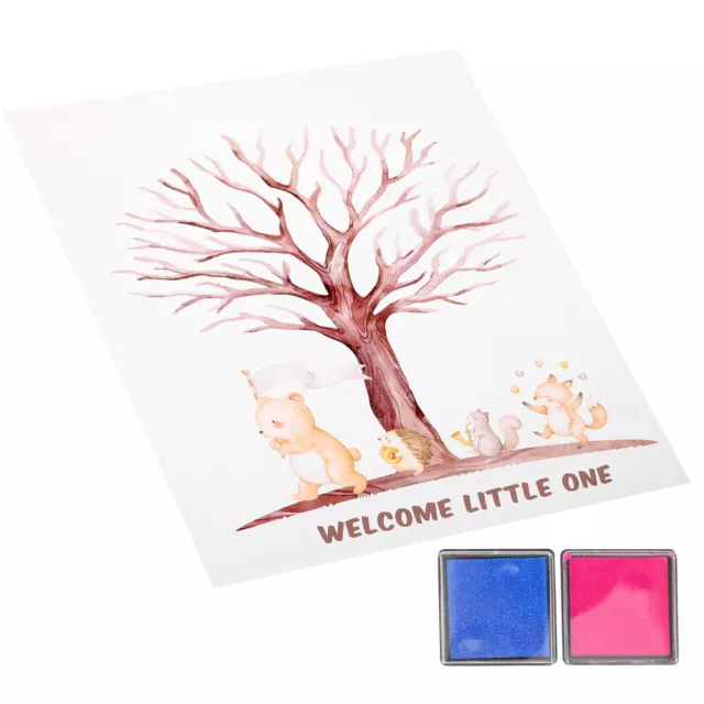 Gender Reveal Fingerprint Tree Guest Book Set-