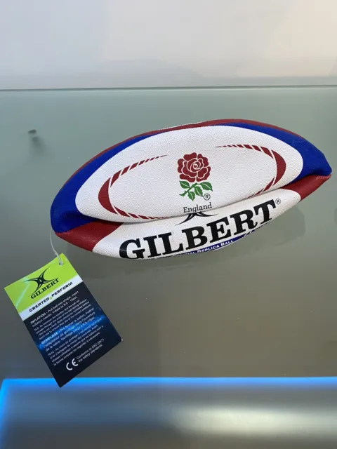 Midi Official (Replica) Gilbert England Rugby Ball- Blue-White- Red 2