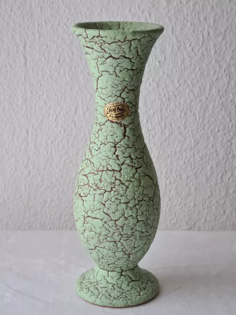 50er Jasba Cortina Keramik Vase Schrumpfglasur mintgrün Nr. 562/21