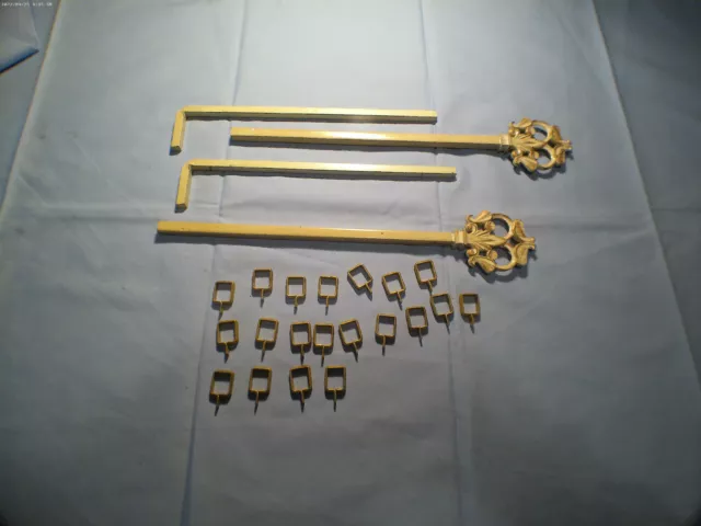 2 Antique Ornate Swing Out Sliding Curtain Rods With Curtain Clips Art Deco