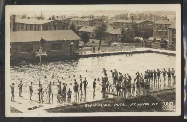 RP Postcard FT KNOX Kentucky/KY  Army Camp Swimming Pool Aerial view 1930's