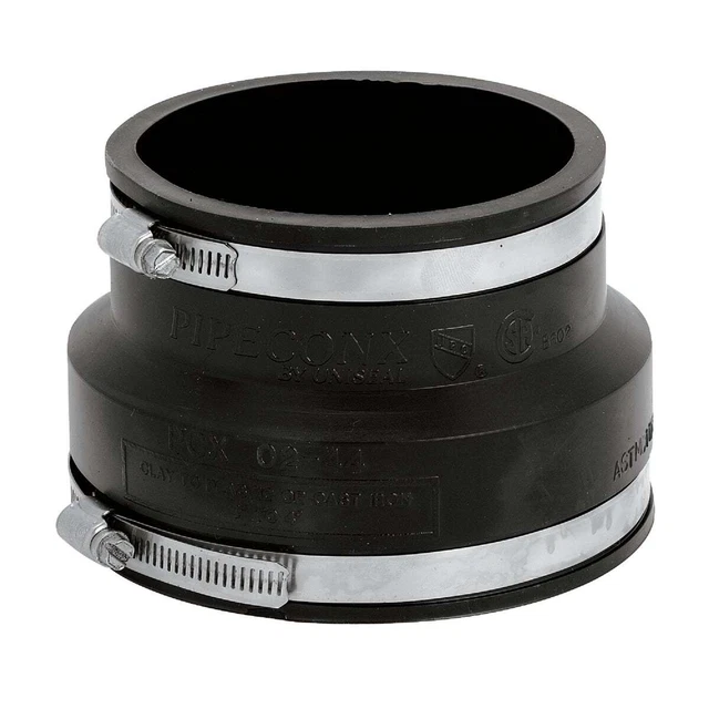 Fernco 4 In. x 4 In. Clay to Cast Iron or Plastic Reducing  PVC Coupling Pack of