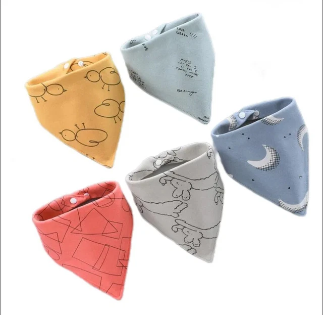 5 x  Baby Bibs Triangle Scarf Soft Infant Bandana Bib Babador Dribble New