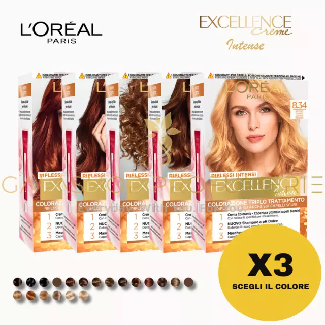 X3 L'oreal Excellence Creme Riflessi Intense Tintura Capelli | Scegli Il Colore