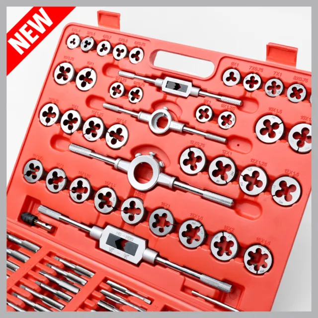 110 Pcs Tap And Die Set Metric Thread Cutting Tool Wrench Kit Tungsten Steel