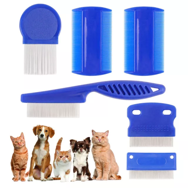 6 Pcs Pet Flea Combs, Fine Teeth Pet Comb Grooming Set for Cat Dog Flea Lice