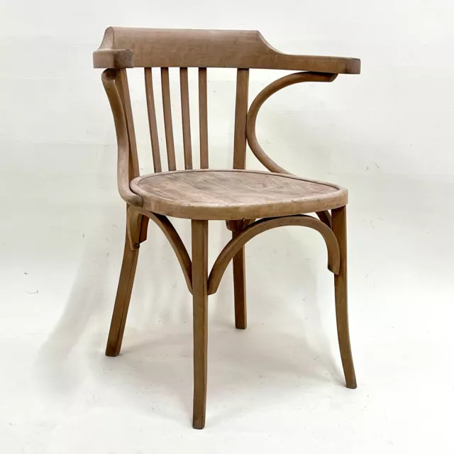 Ancien Fauteuil de Bureau Brasserie Fischel N°712 Bois Brut Années 30