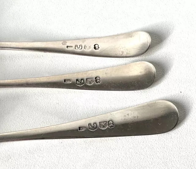 1804 Scottish Provincial PAISLEY Sterling Silver Set of 3 Tea Spoons W.Hannay 2