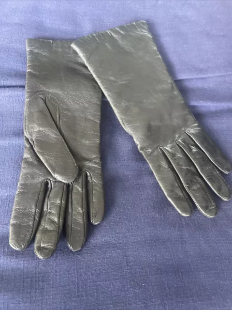 EUC Aris Black Genuine Leather Womens Gloves Thinsulate Lining Size 7 1/2