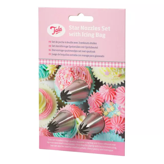 TALA Cake Icing/Piping Set. icing Bag & 3 Star Nozzles. Cake Decorating/Making