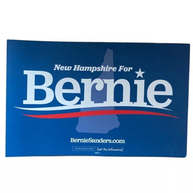 New Hampshire For Bernie Sign 2020 Blue Official Presidential Candidate Poster