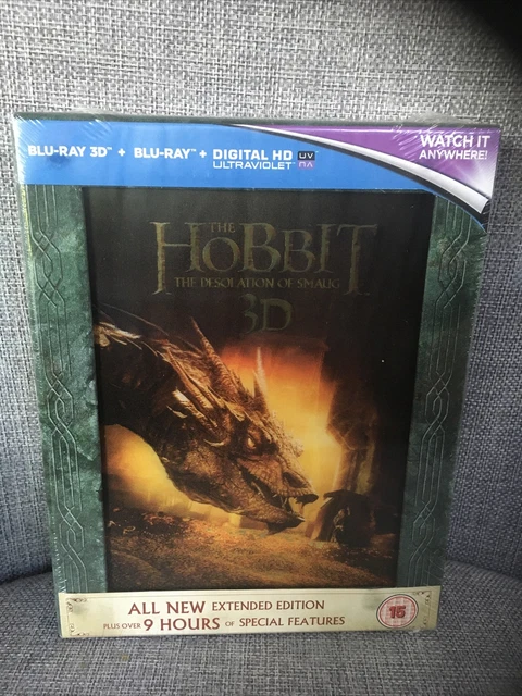 The Hobbit The Desolation Of Smaug Extended Blu-Ray 3D + Lenticular Slip Cover