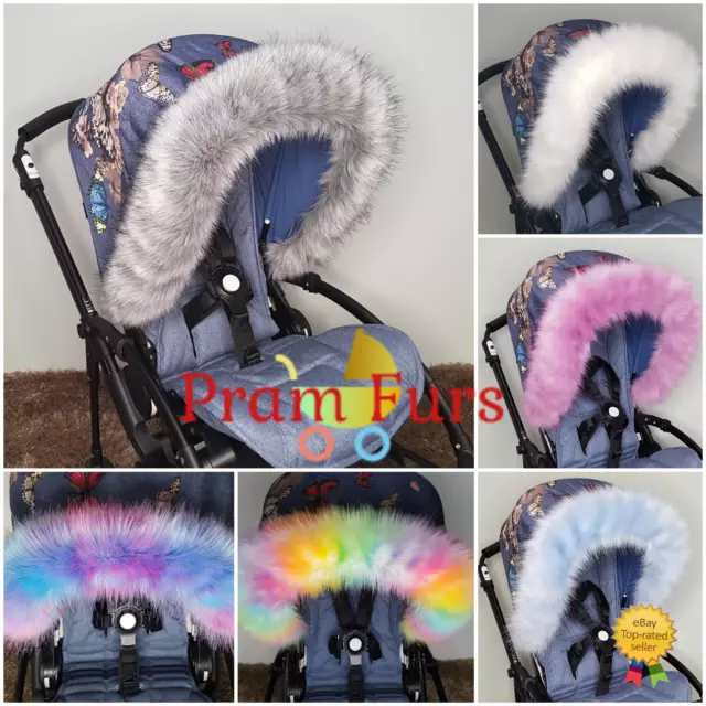 Luxury Pram Hood Fur Trim Pushchair Buggy FAUX FURS Fits ALL Models FAST UK POST