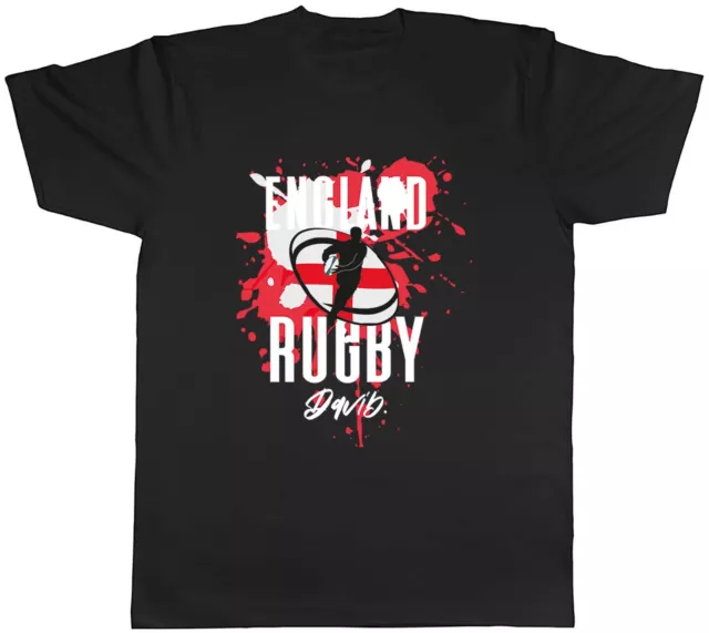 Personalised England Rugby T-Shirt Mens Supporters 6 Nations Union Unisex Tee
