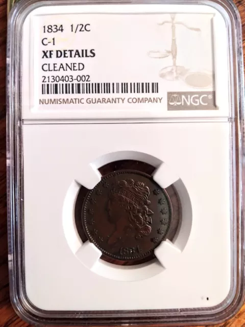 1834 Classic Head  Half Cent Ngc Xf Details