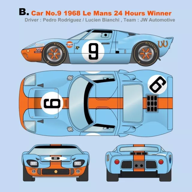 ZOOM 1:64 Scale Ford GT40 Mk1 (P/1075) Le Mans 24Hours Winner Gulf Diecast Model