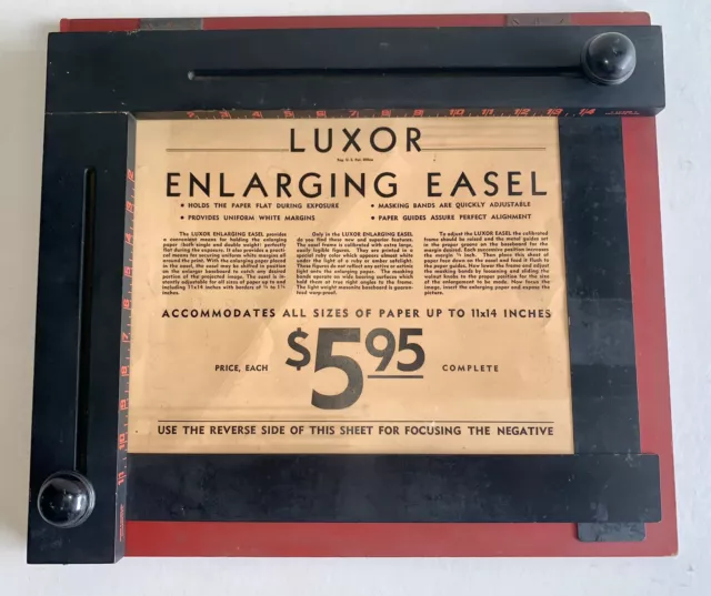 Caballete de ampliación de cuarto oscuro de fotografía vintage Burke & James Luxor de 11"" x 14