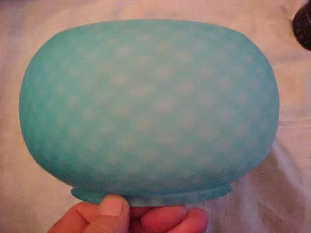 RARE Victorian Baby BLUE HERRINGBONE Gas Kerosene FISHBOWL Lamp Shade 5" Fitter