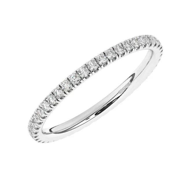 9K White Gold, 0.50 CT 100% Natural Round Cut Diamond Full Eternity Ring