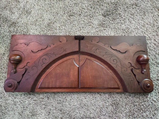EASTLAKE Carve Architectural Arch Crest Walnut Wood Victorian Furniture Pediment