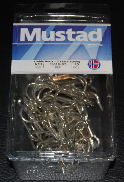 Mustad Treble Hooks 3565-DS-4/0-50 Durasteel 2X Strong Triple Hook