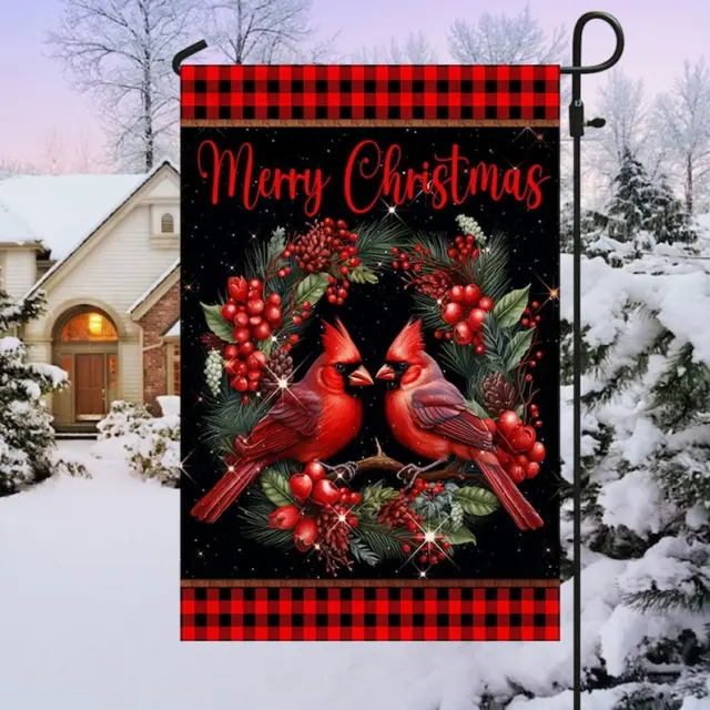 Cardinal Merry Christmas Garden Flag For Outdoor Decor  12X18"