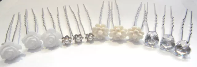 Wedding, Prom, Bridal hair pins grips clips - Pearl ,flower ,crystal diamate
