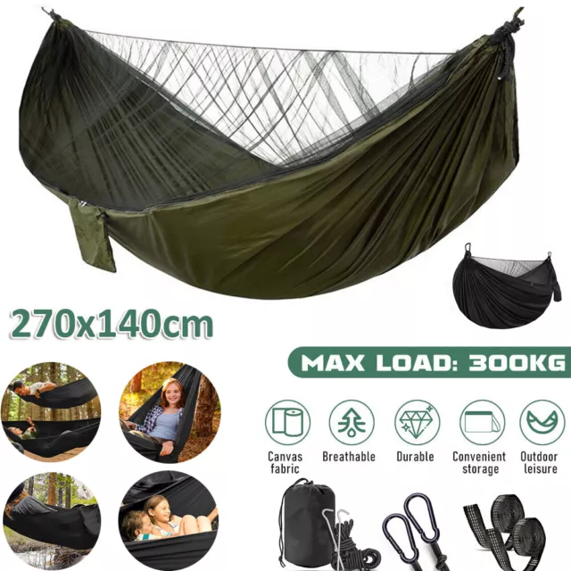 Outdoor Travel Camping Hanging Hammock Bed With Mosquito Net Swing Double Person