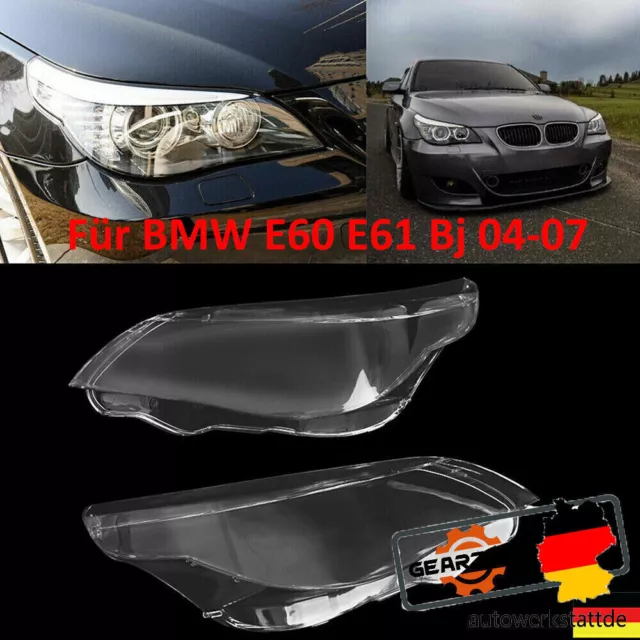 2x Scheinwerferglas Streuscheibe Klar Satz Für BMW E60 E61 Bj 04-07 Abdeckung