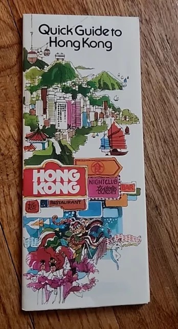 Vintage Quick Guide Hong Kong Map Brochure Kowloon Peninsula Island Territories