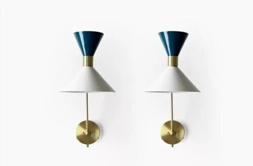 Pair Of Mid Century Stilnovo Style Wall Sconce Fixture Monarch Wall Fixture Lamp