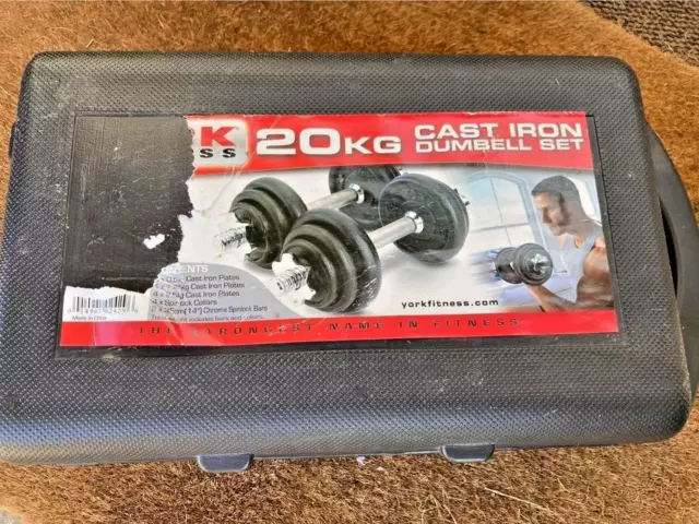 York fitness black cast sales iron dumbbell set and case