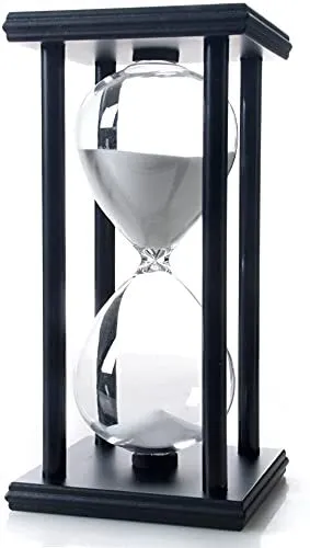 Hourglass Timer, Black Wooden Frame 60 Minutes Black Frame With White Sand