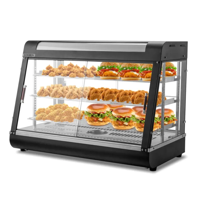 35" Commercial Food Warmer Display 3-Tier Electric Countertop Pizza Warmer 1500W