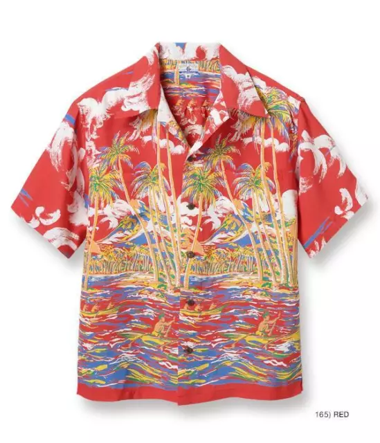 SUN SURF Hawaiian Aloha Shirt Red Rayon Size-M New from Japan