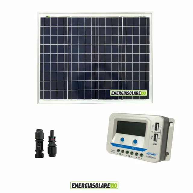 Kit photovoltaique 12V panneau solaire 50W régulateur de charge 10A USB Epsolar