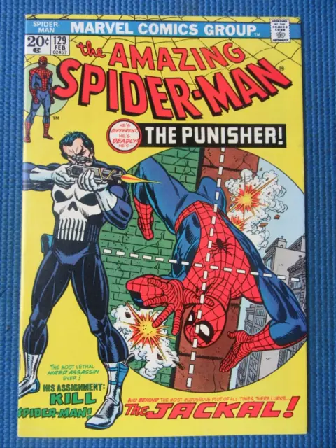 Amazing Spider-Man # 129 - (Vf+) -1St App The Punisher & The Jackal-White Pages