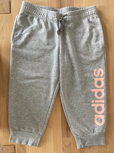 Adidas Damen Jogginghose 3/4 Länge Damen Hose Grau /rosa Logo Größe M 38/40
