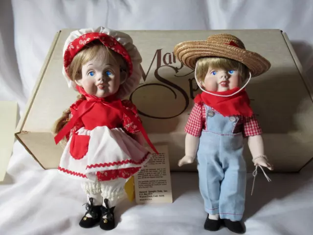 Boxed 1981 Marjorie Spangler Doll Billy & Betsy Berry Porcelain 11" Boy/Girl Set