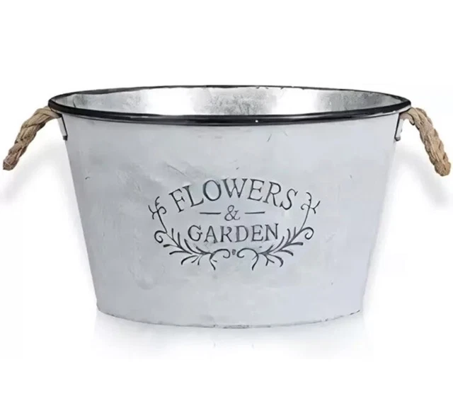 GALVANISED OVAL METAL Planter Galvanised Trough Planter Plant Flower