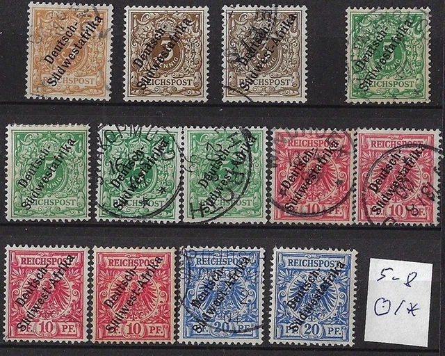 Deutsch Südwest Afrika Nr. 5 - 8 teils mehrfach  + ungebraucht
