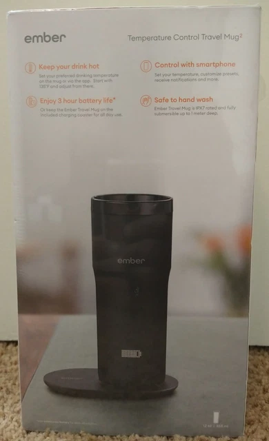 Ember Control Smart Travel Mug 2 - 12oz Black - App Controlled Heated Coffee Cup 3