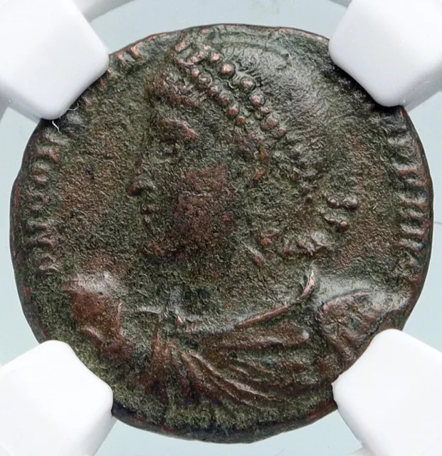 CONSTANTIUS II 348-51 AD Constantinople Roman Coin CHRISTIAN CHI-RHO NGC i89715