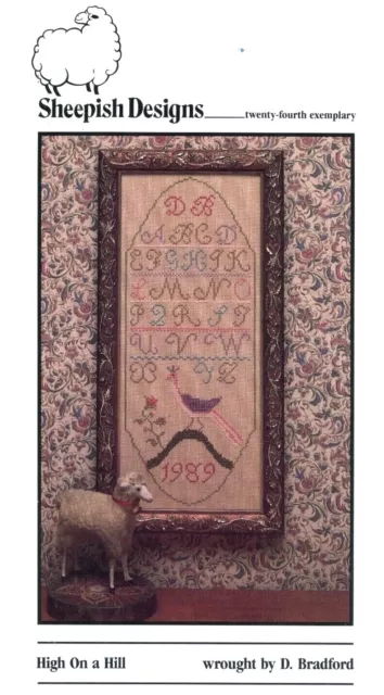 Sheepish Designs High on a Hill Primitive Cross Stitch Sampler Sheep OOP RARE