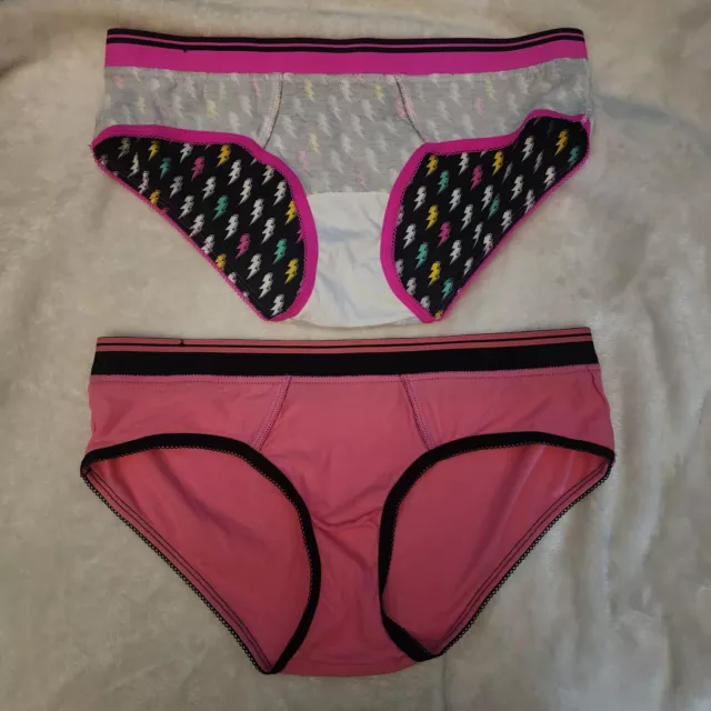 Flirtitude Pink Lightning Hipster Bikini Panties Lot Of 2  - Size Medium 3