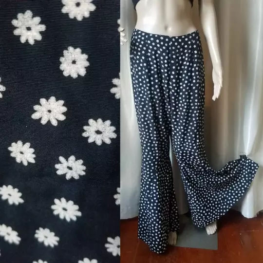 90s does 60s vintage pants super bells bellbottoms black contempo casuals M medi