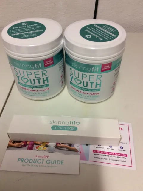 2 New SkinnyFit Super Youth Multi-Collagen Peptides Tropical Punch EXP. 05/2024